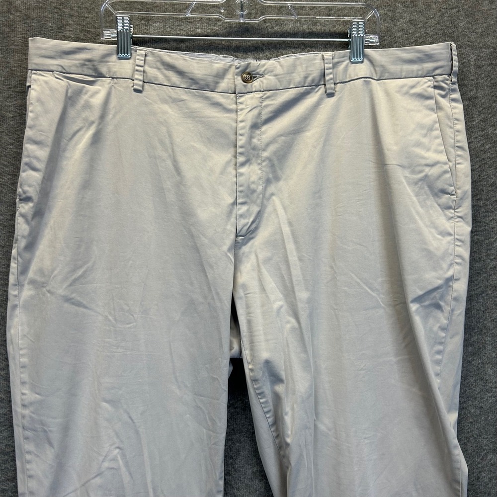 Peter Millar Mens 42 Light Gray Cotton Silk Blend Stretch Chino Pants Flat Front